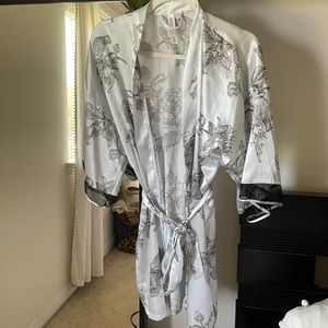 Silk floral robe